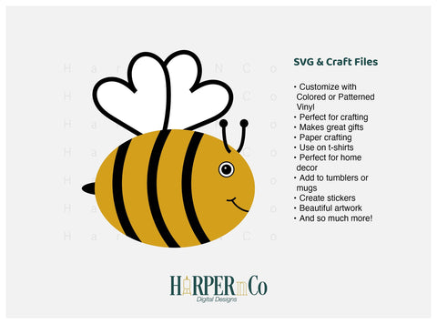 Bee 2 SVG PNG Cut EPS File SVG HarperNCo 