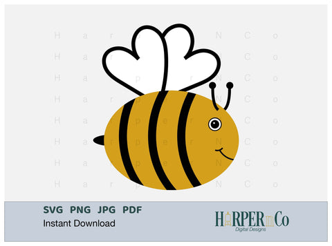 Bee 2 SVG PNG Cut EPS File SVG HarperNCo 