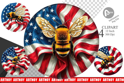 Bee 4th of July Clipart Sublimation artnoy 