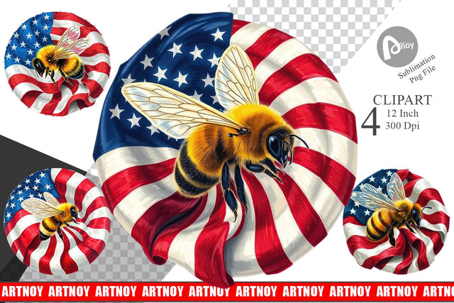 Bee 4th of July Clipart Sublimation artnoy 