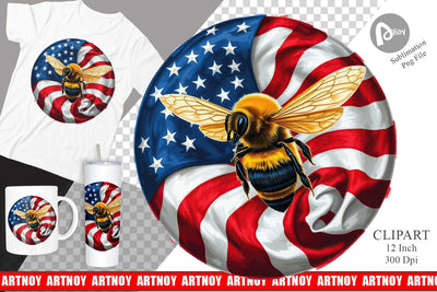 Bee 4th of July Clipart Sublimation artnoy 