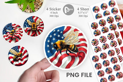Bee 4th of July Sticker Sublimation artnoy 