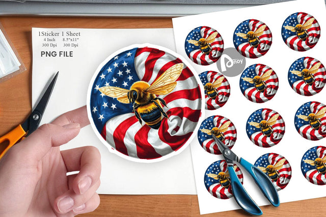 Bee 4th of July Sticker Sublimation artnoy 
