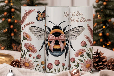 Bee and Bloom 20oz Tumbler Wrap Sublimation DesignSVG 