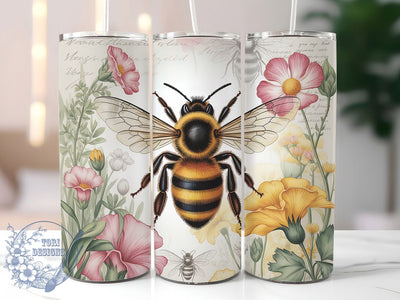 Bee and Wildflower Tumbler, Floral Tumbler, Stylish 20oz Wrap, Sublimation Design, Trendy Gift Idea, Rustic Bee Wrap, Botanical Wildflower Tumbler Sublimation ToriDesigns 