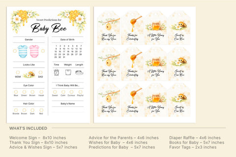 Bee Baby Shower Printable Bundle, Baby Shower decoration SVG KMarinaDesign 
