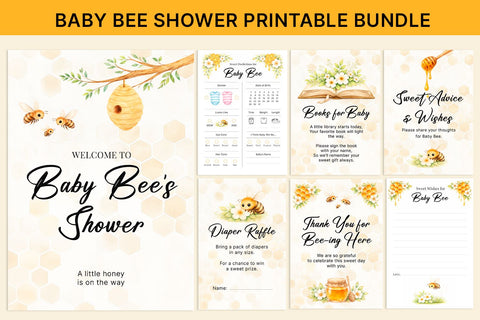 Bee Baby Shower Printable Bundle, Baby Shower decoration SVG KMarinaDesign 