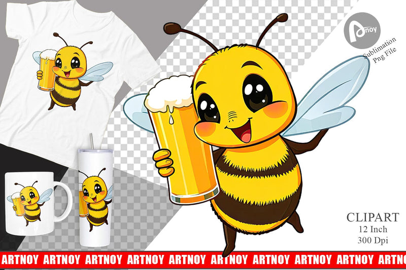 Bee Beer Day Clipart Sublimation artnoy 