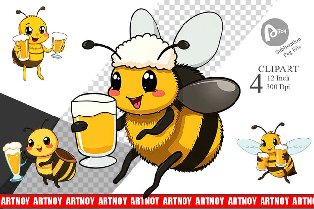 Bee Beer Day Clipart Sublimation artnoy 