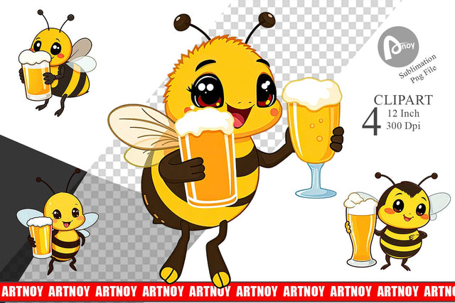 Bee Beer Day Clipart Sublimation artnoy 