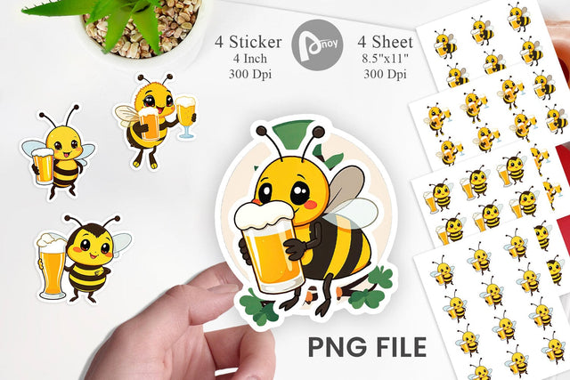 Bee Beer Day Sticker Sublimation artnoy 