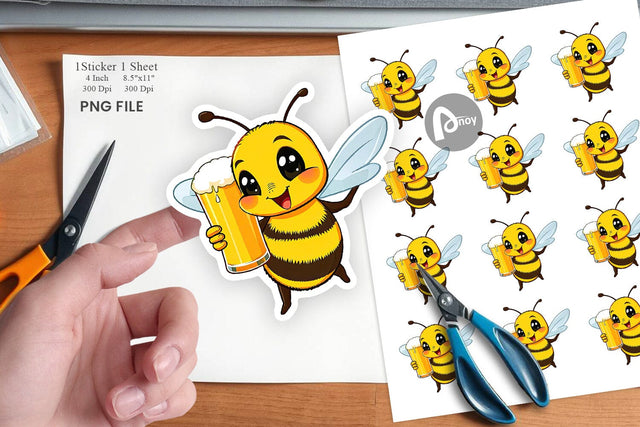 Bee Beer Day Sticker Sublimation artnoy 