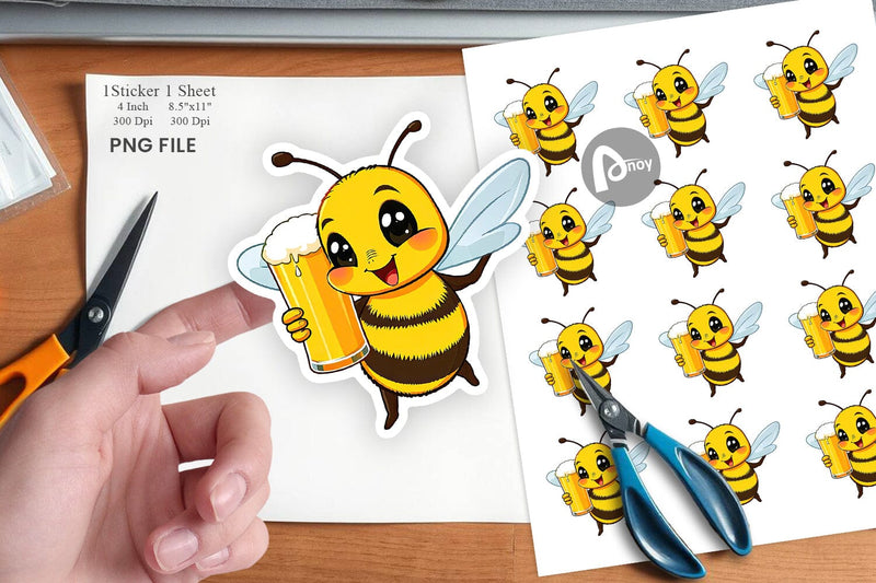 Bee Beer Day Sticker Sublimation artnoy 