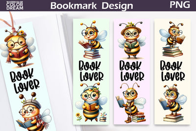 Bee Book Bookmark | Book Lover Bookmark Printable Sublimation WatercolorColorDream 