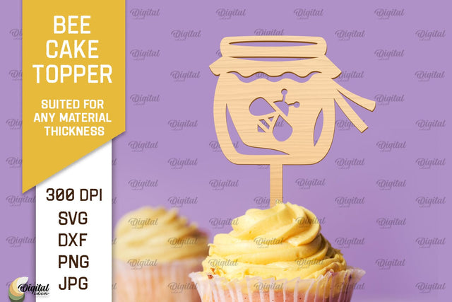 Bee Cake Topper Laser Cut. Honeycomb Design SVG SVG Evgenyia Guschina 