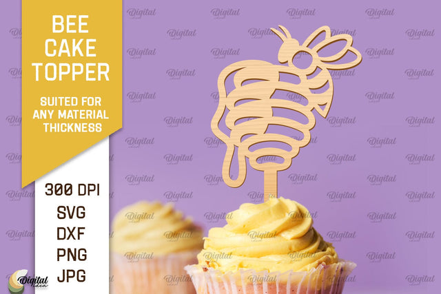 Bee Cake Topper Laser Cut. Honeycomb Design SVG SVG Evgenyia Guschina 