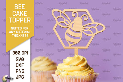 Bee Cake Topper Laser Cut. Honeycomb Design SVG SVG Evgenyia Guschina 