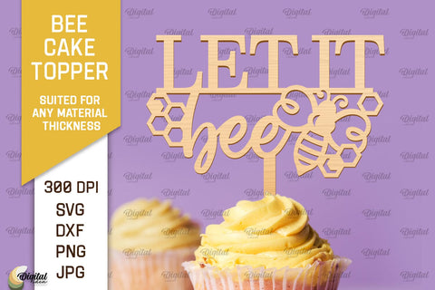 Bee Cake Topper Laser Cut. Honeycomb Design SVG SVG Evgenyia Guschina 