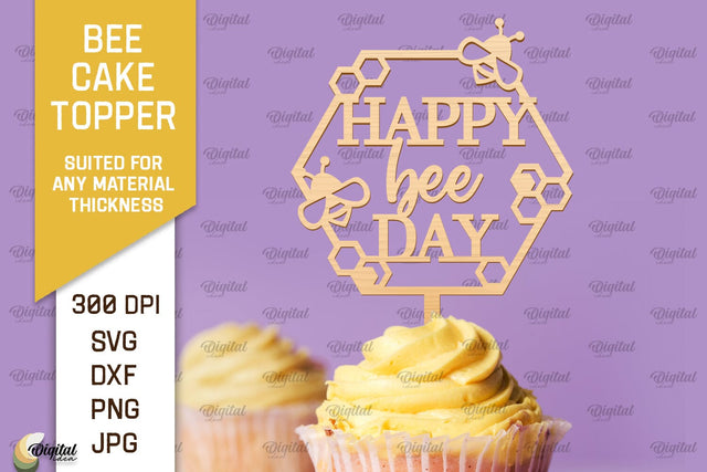 Bee Cake Topper Laser Cut. Honeycomb Design SVG SVG Evgenyia Guschina 