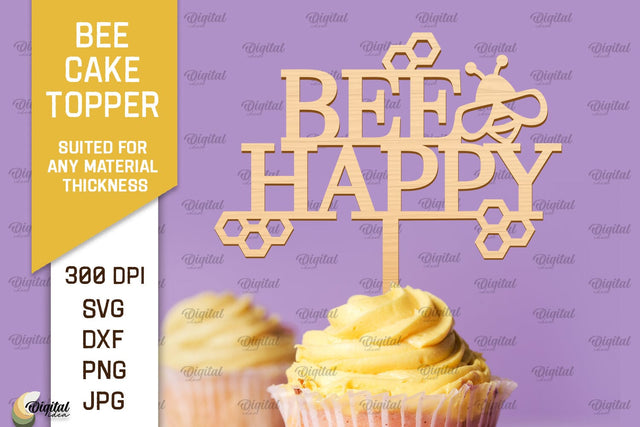 Bee Cake Topper Laser Cut. Honeycomb Design SVG SVG Evgenyia Guschina 