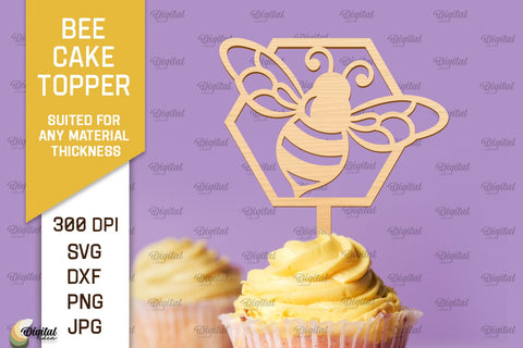 Bee Cake Toppers Laser Cut Bundle. Bee Designs SVG SVG Evgenyia Guschina 