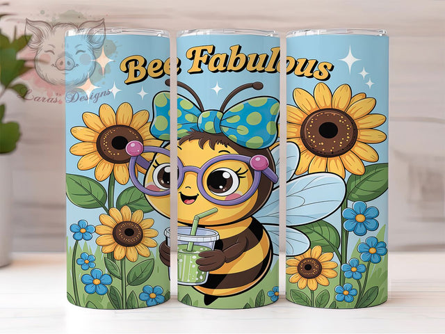 Bee Fabulous Cute Bumble Tumbler, Cute Bee Sublimation PNG, 20oz Skinny Tumbler Design, Bumble Bee Wrap Design, Adorable Bee Quote Tumbler, Fun Bee Lover Wrap, Yellow Black Bee Tumbler Sublimation Lara' s Designs 