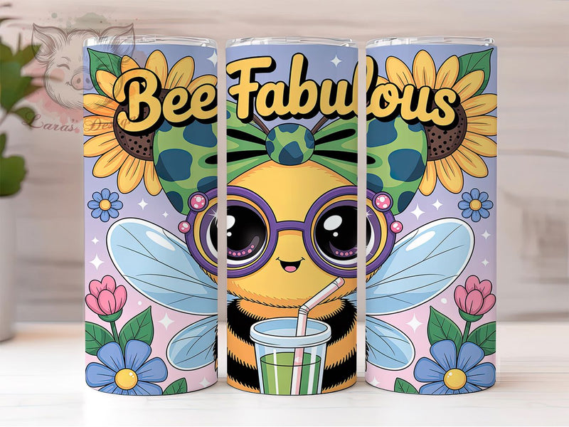 Bee Fabulous Cute Bumble Tumbler, Cute Bee Sublimation PNG, 20oz Skinny Tumbler Design, Bumble Bee Wrap Design, Adorable Bee Quote Tumbler, Fun Bee Lover Wrap, Yellow Black Bee Tumbler Sublimation Lara' s Designs 