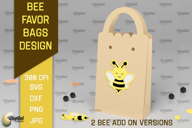 Bee Favor Bag Paper Cut. 3D Favor Box SVG 3D Paper Evgenyia Guschina 