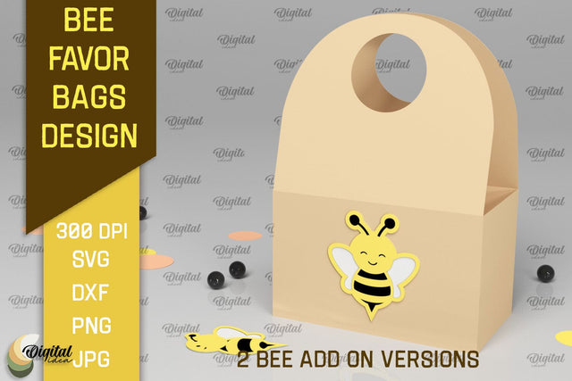 Bee Favor Bag Paper Cut. 3D Favor Box SVG 3D Paper Evgenyia Guschina 