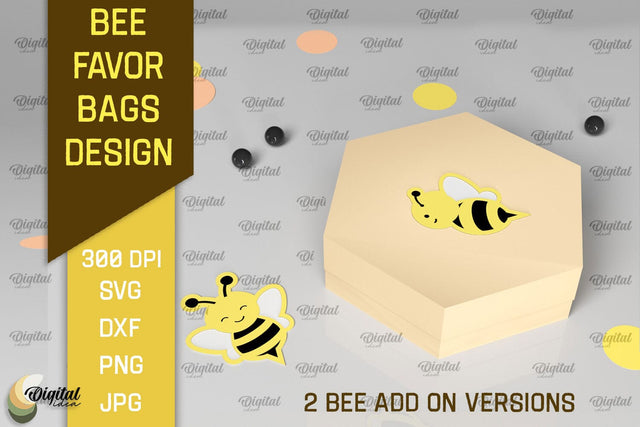 Bee Favor Bag Paper Cut. 3D Favor Box SVG 3D Paper Evgenyia Guschina 