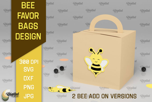 Bee Favor Bag Paper Cut. 3D Favor Box SVG 3D Paper Evgenyia Guschina 