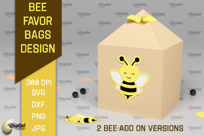 Bee Favor Bag Paper Cut. 3D Favor Box SVG 3D Paper Evgenyia Guschina 