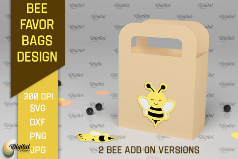 Bee Favor Bag Paper Cut. 3D Favor Box SVG 3D Paper Evgenyia Guschina 