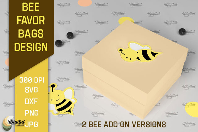 Bee Favor Bag Paper Cut. 3D Favor Box SVG SVG Evgenyia Guschina 