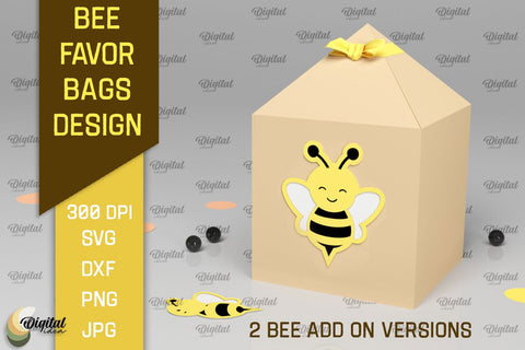 Bee Favor Bags Paper Cut Bundle. 3D Favor Boxes SVG 3D Paper Evgenyia Guschina 
