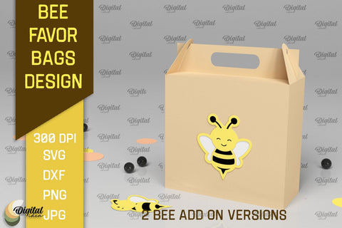 Bee Favor Bags Paper Cut Bundle. 3D Favor Boxes SVG 3D Paper Evgenyia Guschina 