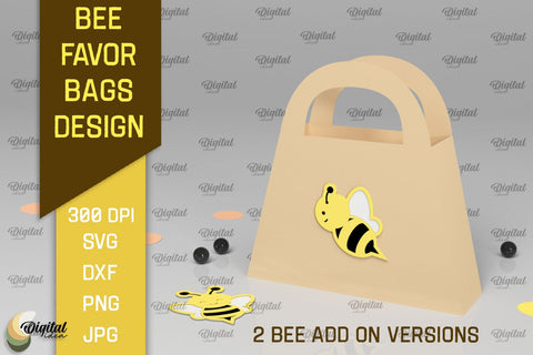 Bee Favor Bags Paper Cut Bundle. 3D Favor Boxes SVG 3D Paper Evgenyia Guschina 
