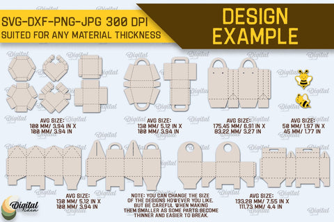 Bee Favor Bags Paper Cut Bundle. 3D Favor Boxes SVG 3D Paper Evgenyia Guschina 