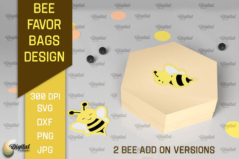 Bee Favor Bags Paper Cut Bundle. 3D Favor Boxes SVG 3D Paper Evgenyia Guschina 