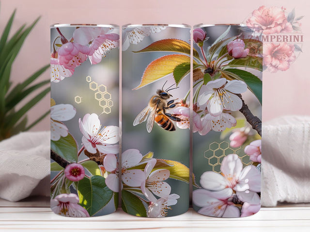 Bee Floral Honeycomb 20oz Tumbler, Honeycomb Design, Spring Flower, 20oz Tumbler Wrap, Sublimation PNG, Cute Nature Cup, Spring Gift Sublimation Li Zamperini 