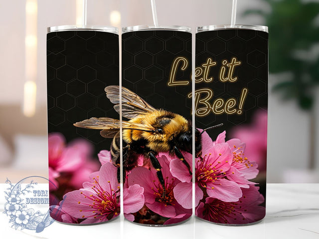 Bee Floral Let It Bee Tumbler Wrap, Let it Bee Mug, Flower Bee Design Cup, Spring Bee Wrap, Floral Honeybee Gift, Bee Lover Design, Sublimation Tumbler Wrap Sublimation ToriDesigns 