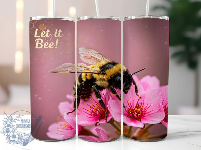 Bee Floral Let It Bee Tumbler Wrap, Let it Bee Mug, Flower Bee Design Cup, Spring Bee Wrap, Floral Honeybee Gift, Bee Lover Design, Sublimation Tumbler Wrap Sublimation ToriDesigns 