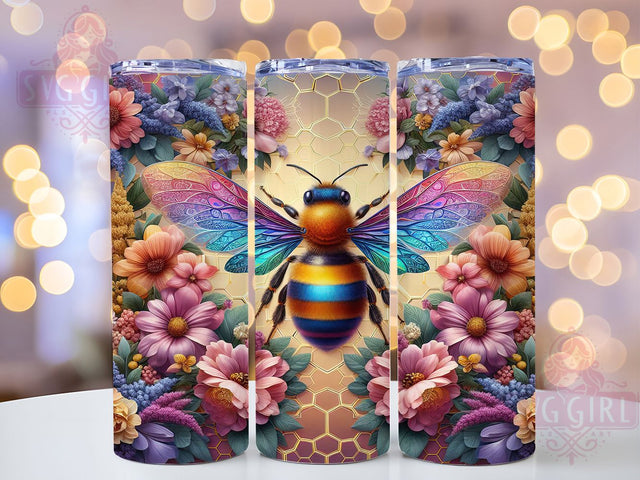 Bee Floral Pattern 20oz Tumbler, Floral Wrap, 20oz Sublimation, PNG Design, Rustic Mug, Flower Pattern, Bee Lover Sublimation SvggirlplusArt 
