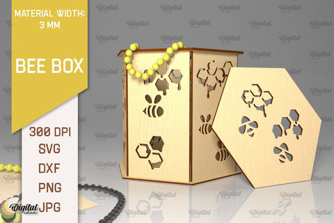 Bee Gift Boxes Laser Cut Bundle. Bee Boxes SVG Designs SVG Evgenyia Guschina 