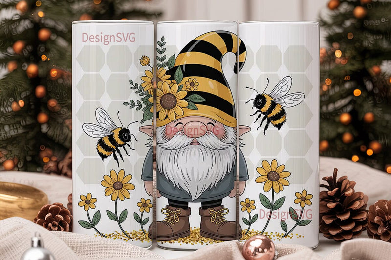 Bee Gnome 20oz Tumbler Wrap Sublimation DesignSVG 