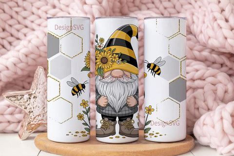 Bee Gnome 20oz Tumbler Wrap Sublimation DesignSVG 