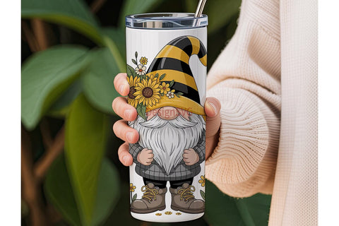 Bee Gnome 20oz Tumbler Wrap Sublimation DesignSVG 