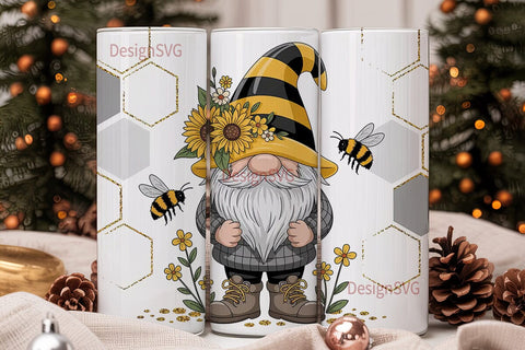 Bee Gnome 20oz Tumbler Wrap Sublimation DesignSVG 