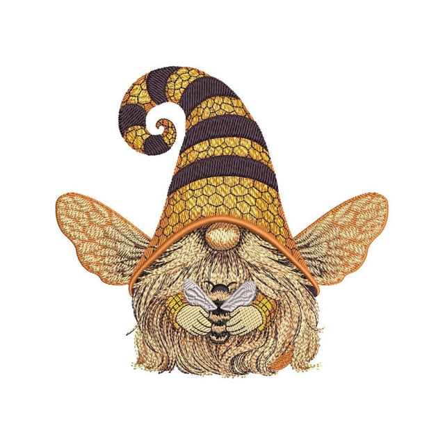 Bee Gnome Embroidery Design, 3 sizes, Instant Download Embroidery/Applique DESIGNS Nino Nadaraia 