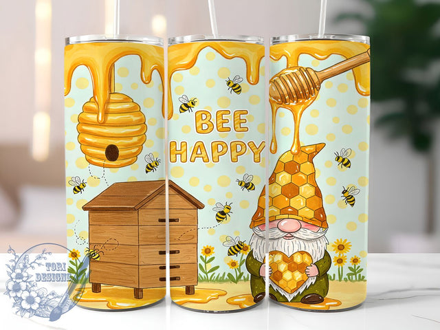 Bee Gnome Honey Bee 20oz Tumbler, Honey Bee Tumbler, 20oz Sublimation Tumbler, Bee Lover Tumbler, Happy Gnome Tumbler, Floral Bee Tumbler, Spring Gnome Design Sublimation ToriDesigns 